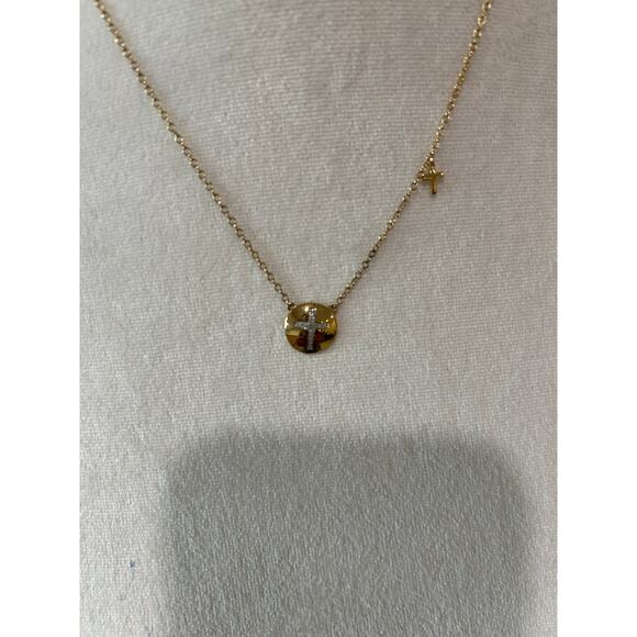 Ella Stein cross circle pendant necklace sterling with 14KT - Picture 4 of 4